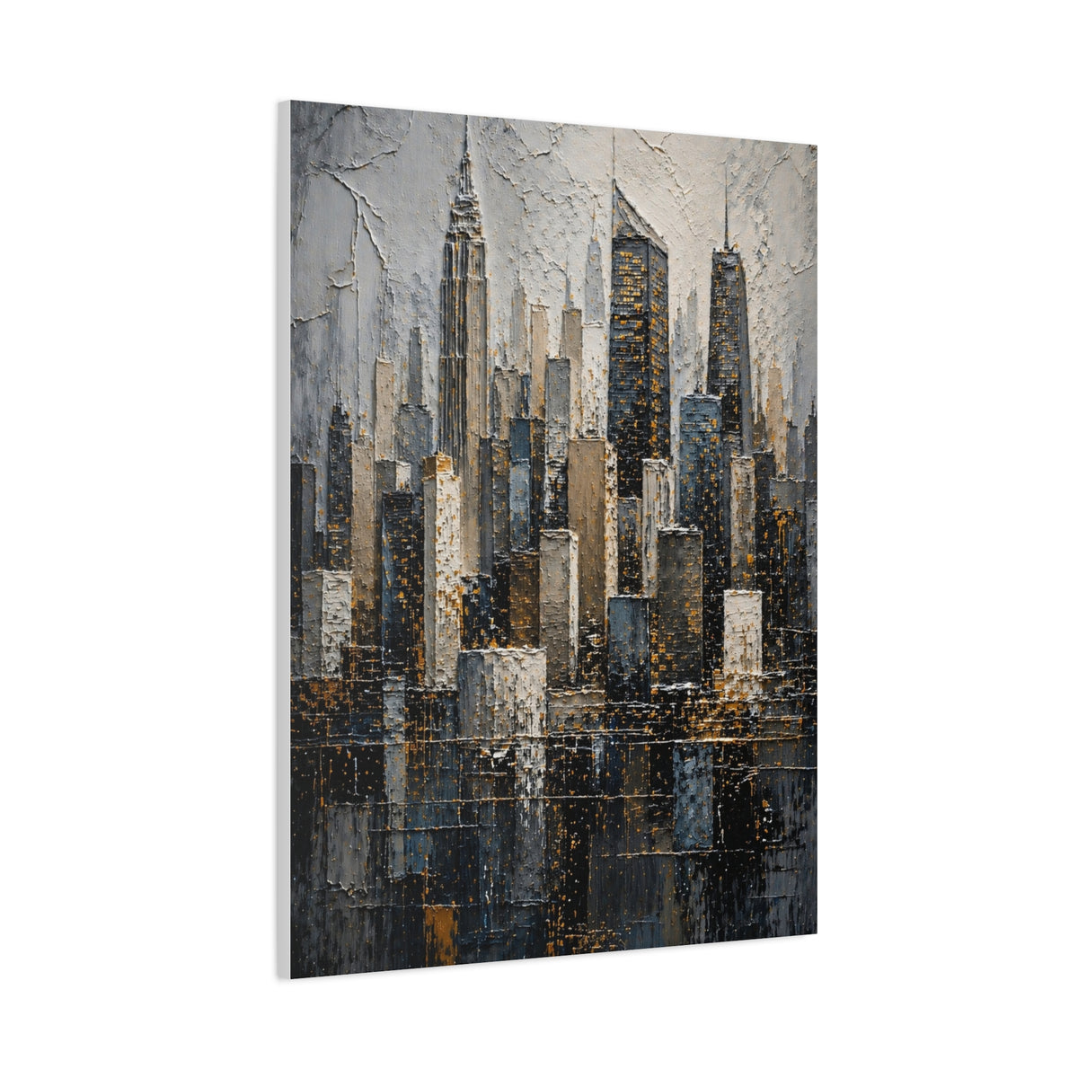 Textured City Skyline Impasto Wall Art & Canvas Print