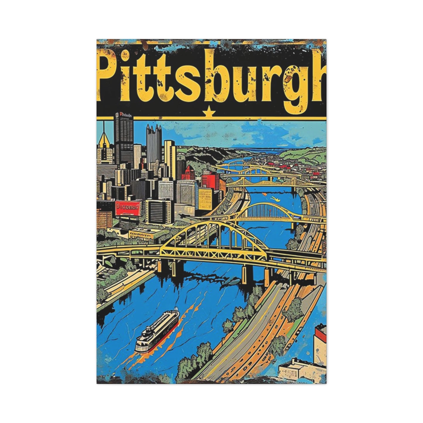 Pittsburgh Graffiti Steel Bridge Poster Wall Art & Canvas Prints