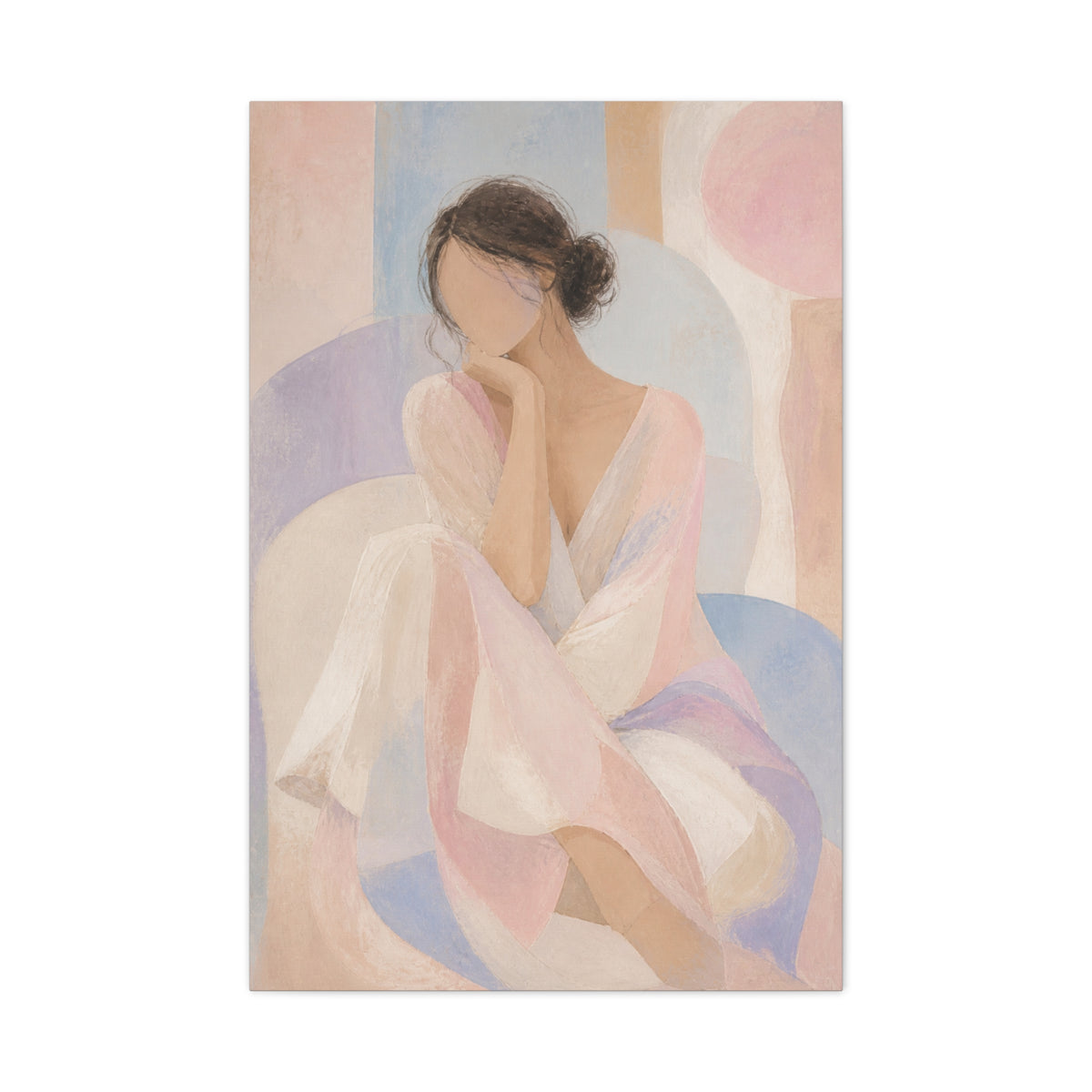 Seated Figure in Pastel Tones Wall Art & Canvas Print