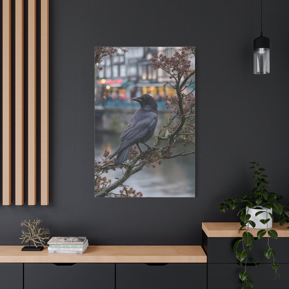 Raven on a Tree Branch Wall Art & Canvas Print