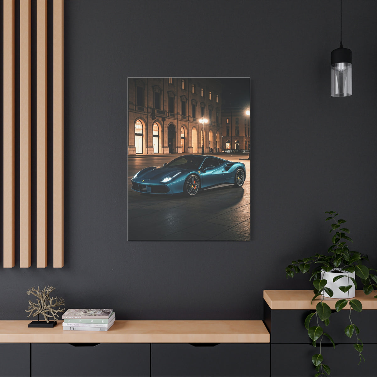 Ferrari 488 GTB Night City Square Wall Art & Canvas Prints