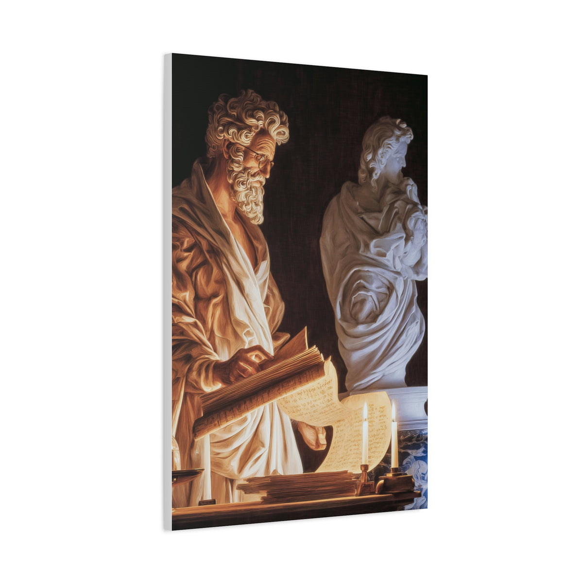 Renaissance Philosopher Reading Ancient Scrolls Wall Art & Canvas Print
