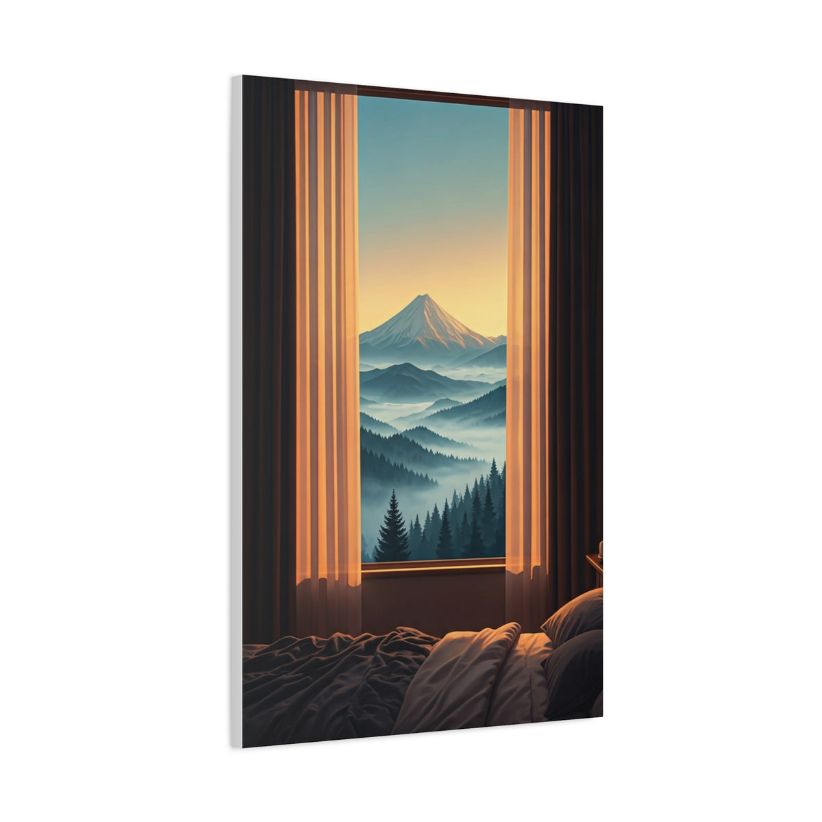 Mountain View Through Window Tranquil Interior Wall Art & Canvas Prints