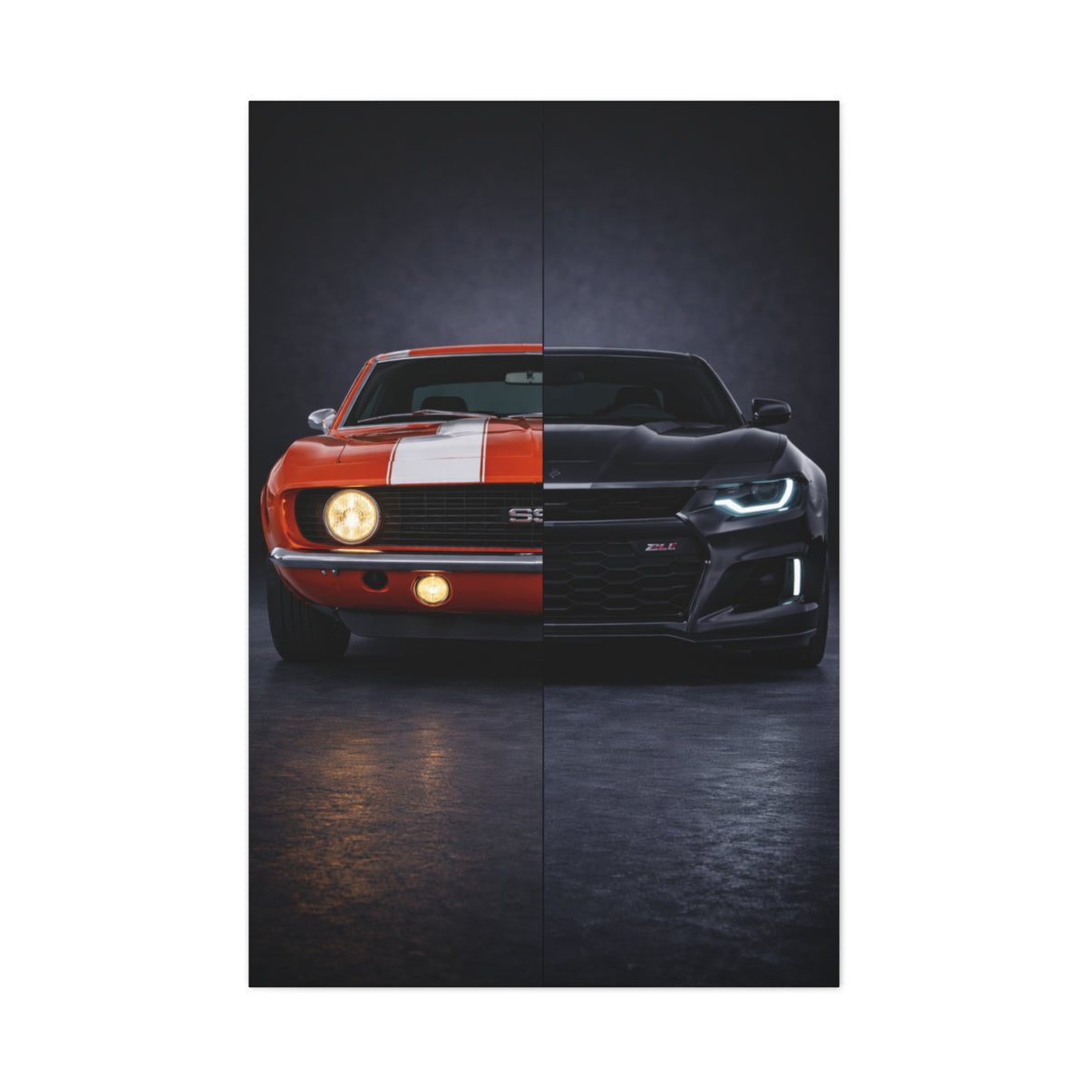 Chevrolet Camaro Split Classic SS vs Modern ZL1 Wall Art & Canvas Prints