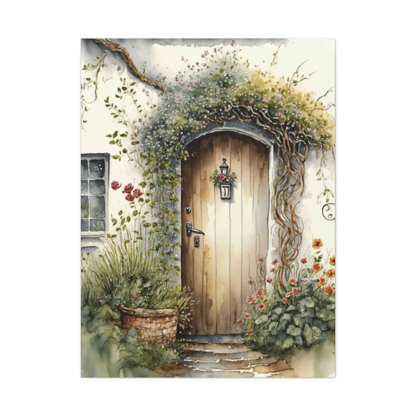 Door Decorated with Plants Wall Art & Canvas Prints
