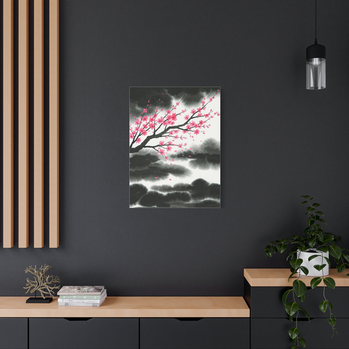Japanese Ink Brush Sakura Landscape Wall Art & Canvas Prints