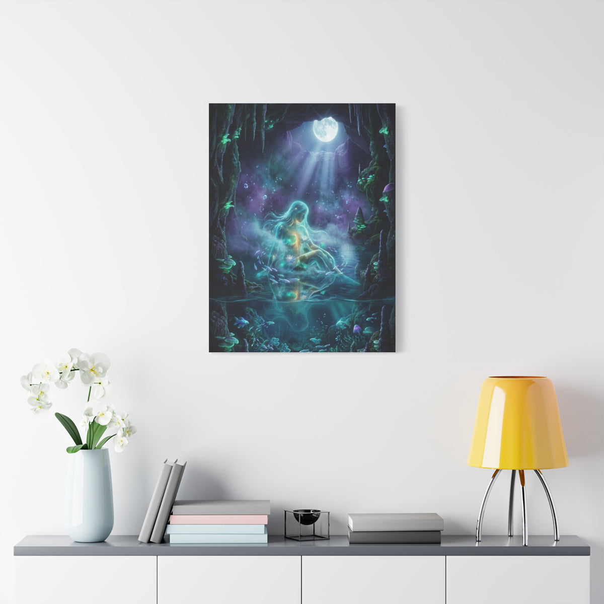 Moonlit Cave Surreal Figure Wall Art & Canvas Print