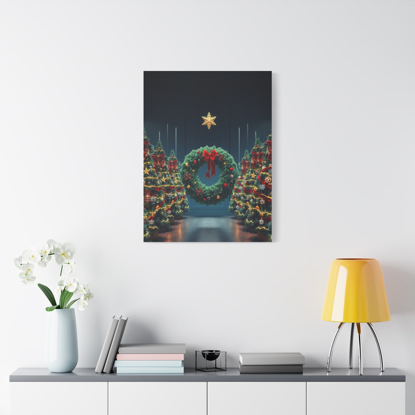 Christmas Trees & Wreath Art Luxury Canvas Wall Art & Canvas Print