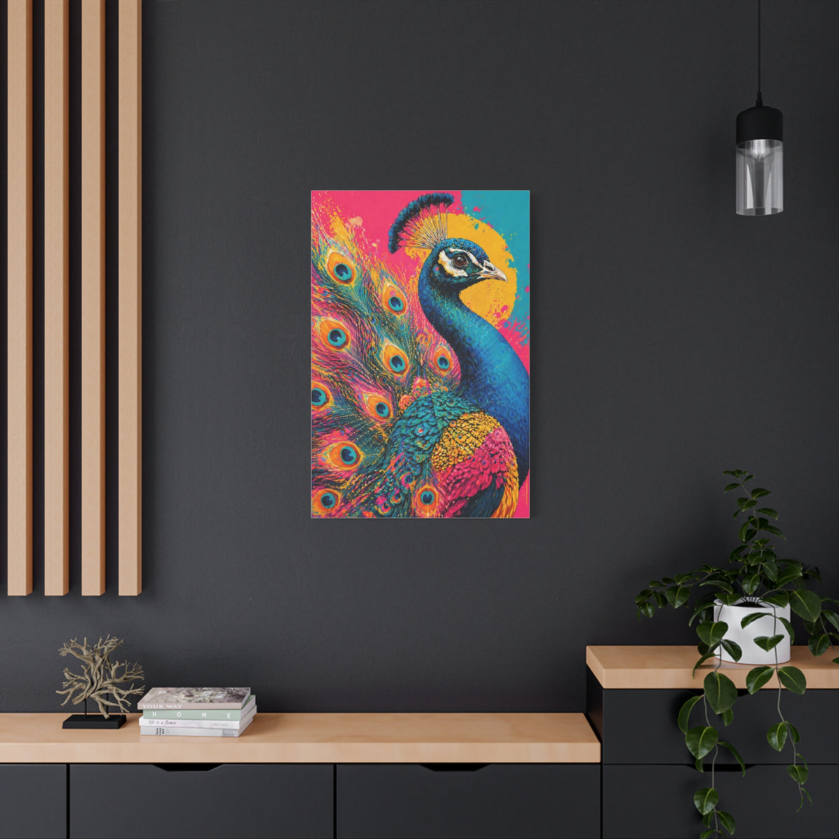 Vibrant Pop Art Peacock Statement Wall Art & Canvas Print