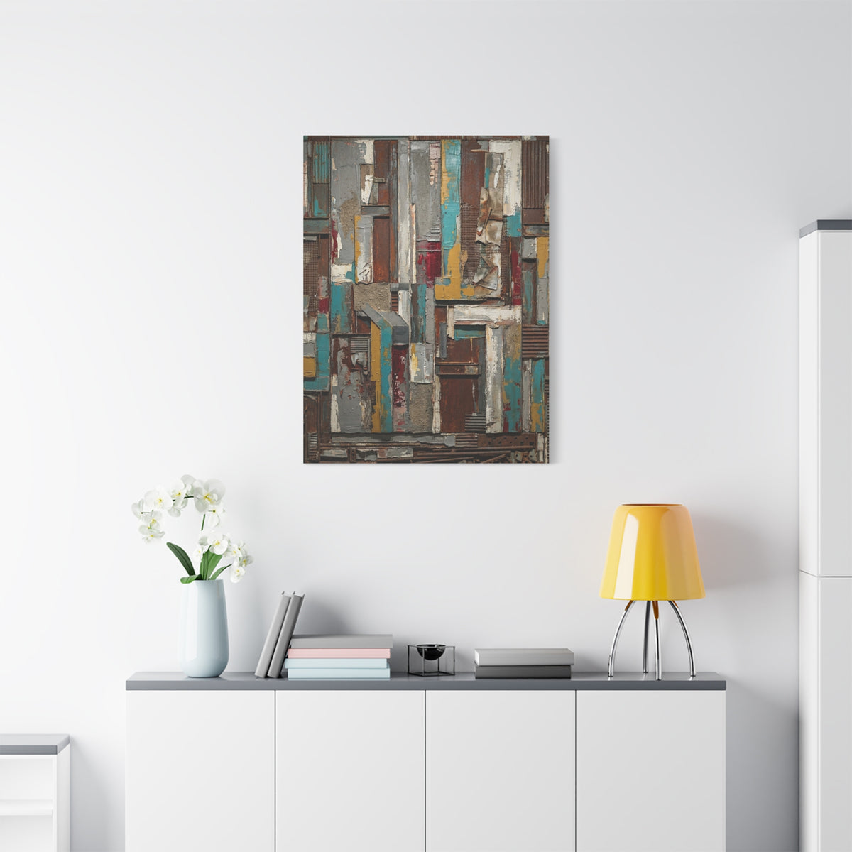 Mid-Century Modern Muted Geometric Color Block Wall Art & Canvas Print