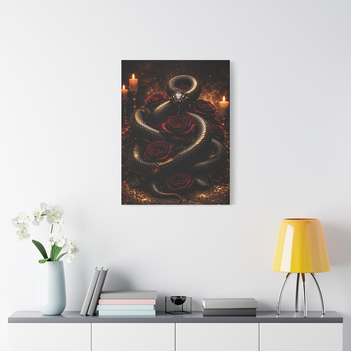 Black Serpent Crimson Rose Gold Wall Art & Canvas Print