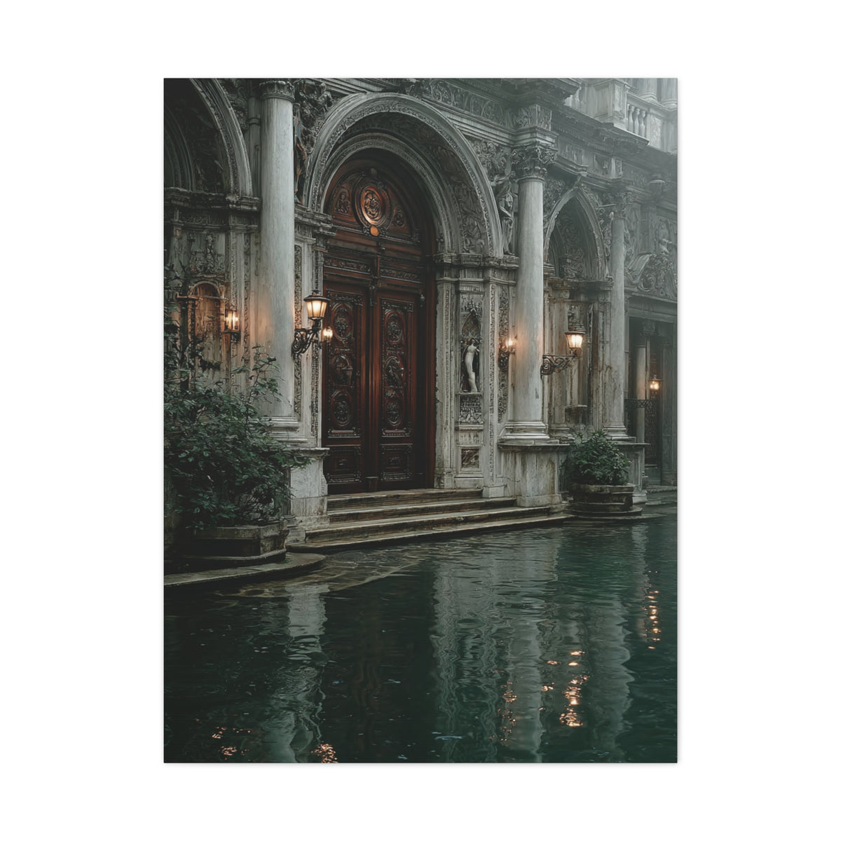 Venetian Palace Canal Entrance Wall Art & Canvas Print