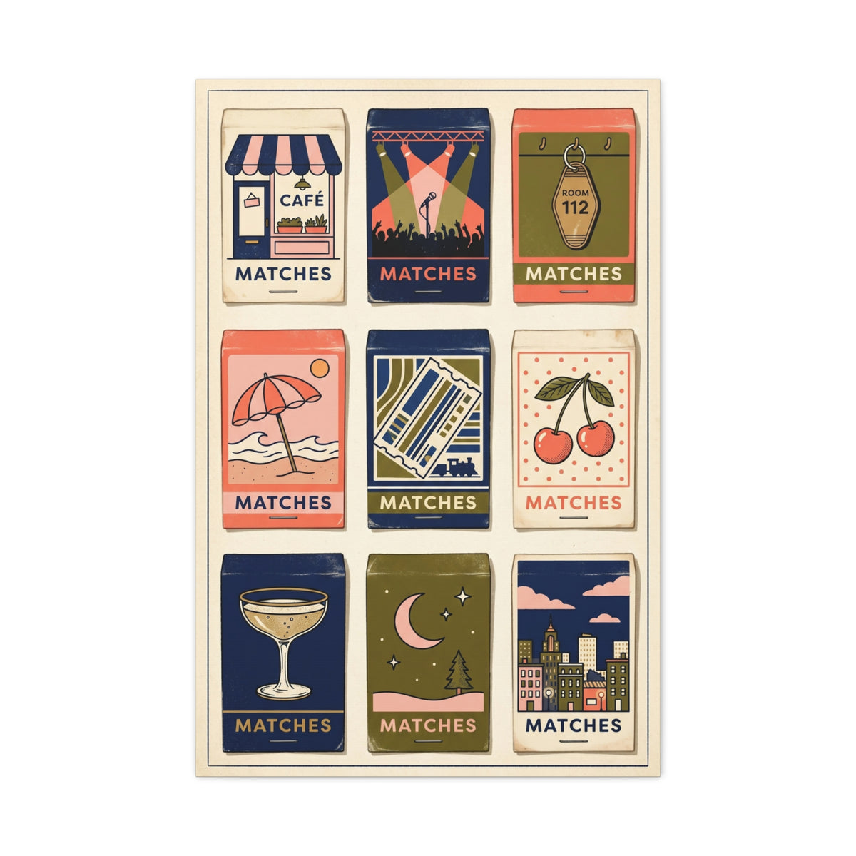 Vintage Matchbox Love Story Collection Wall Art & Canvas Print
