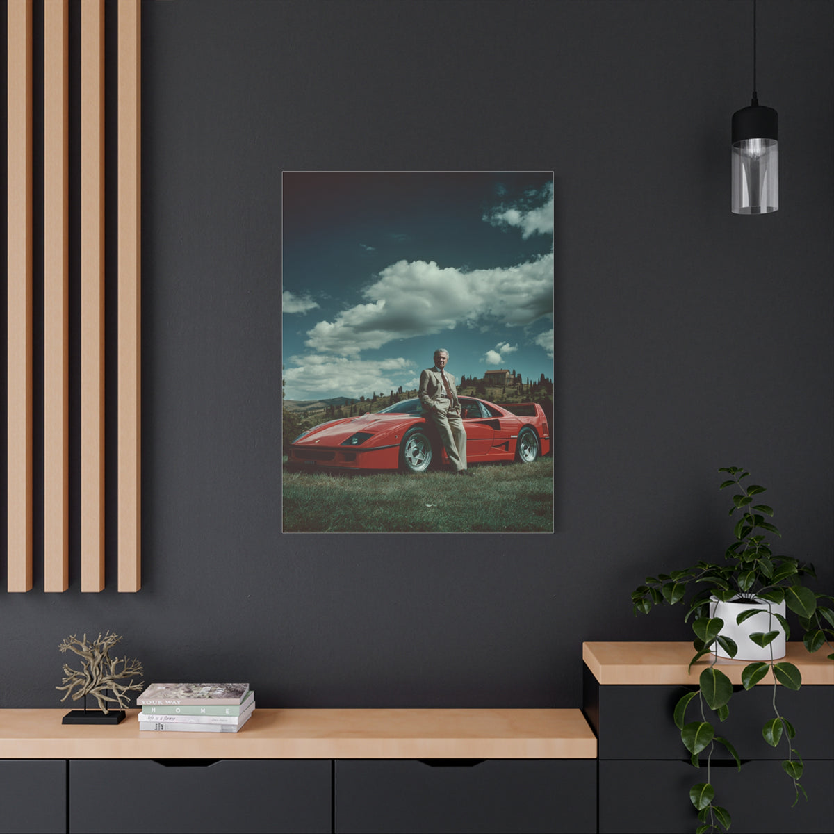 Enzo Ferrari Standing Beside the Ferrari F40 (1987) Wall Art & Canvas Print