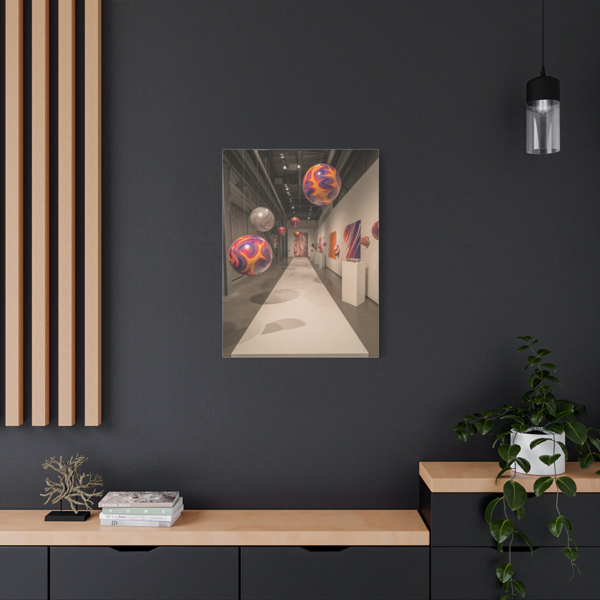 Floating Color Sphere Gallery Installation Wall Art & Canvas Print
