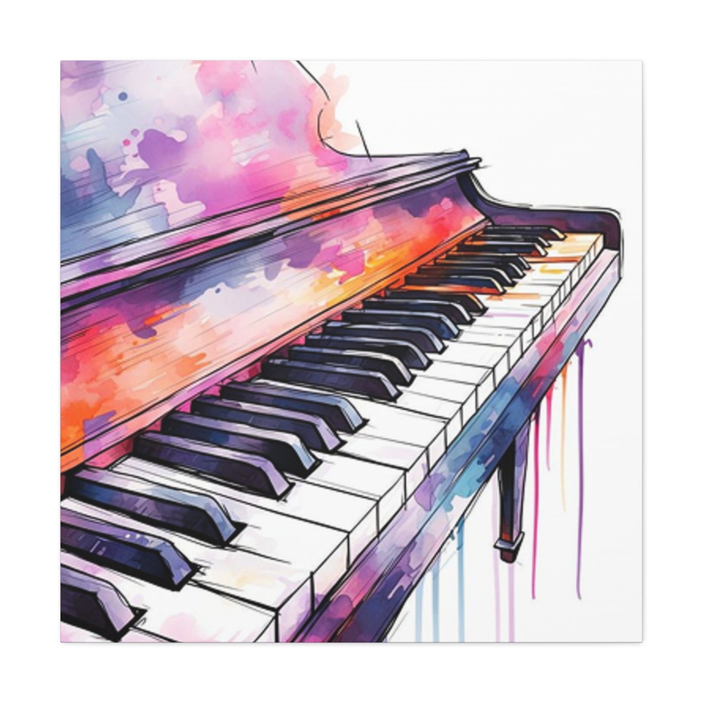 Keys Of Piano Drawing Painting Wall Art & Canvas Prints