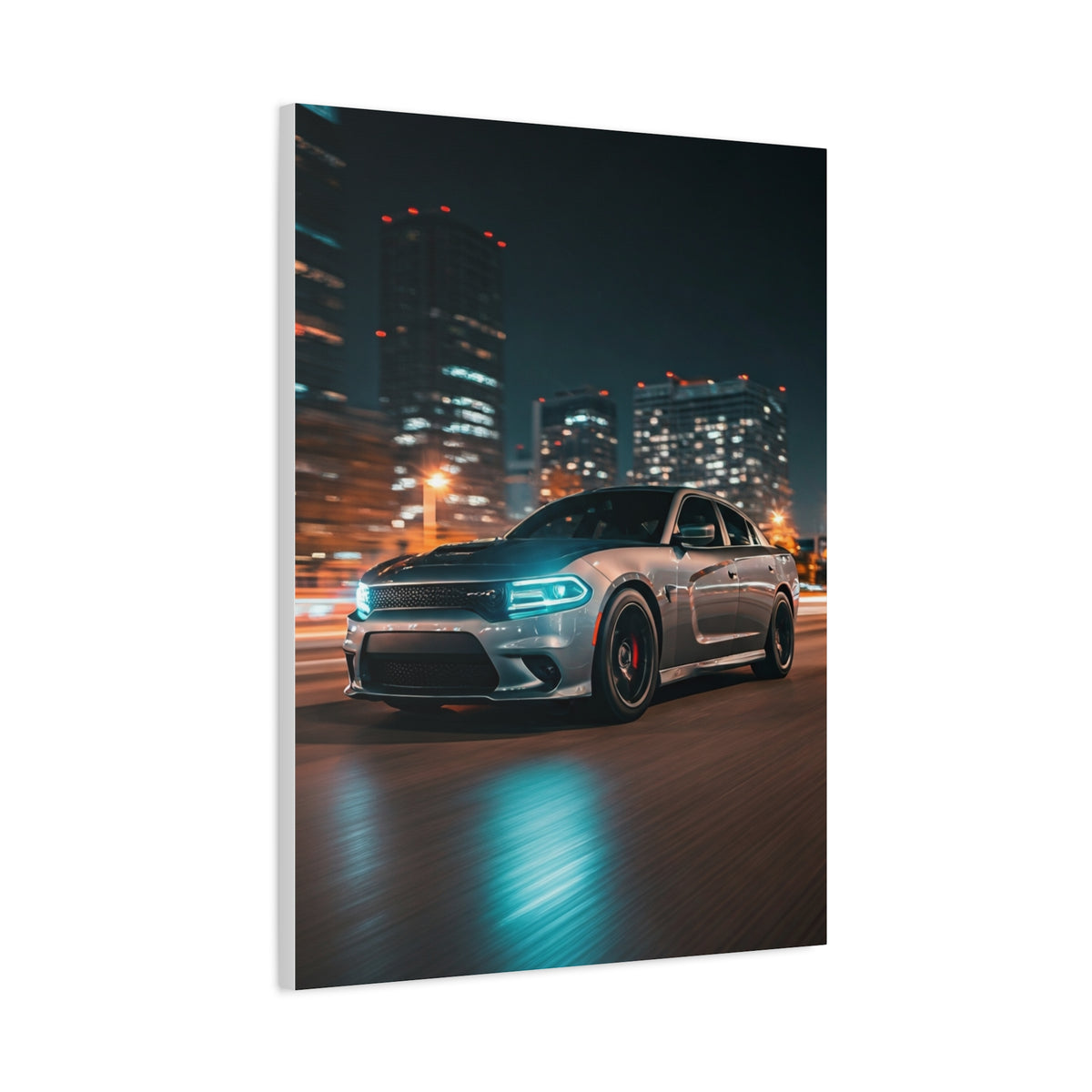 Dodge Charger Hellcat Downtown Night Streets Wall Art & Canvas Prints