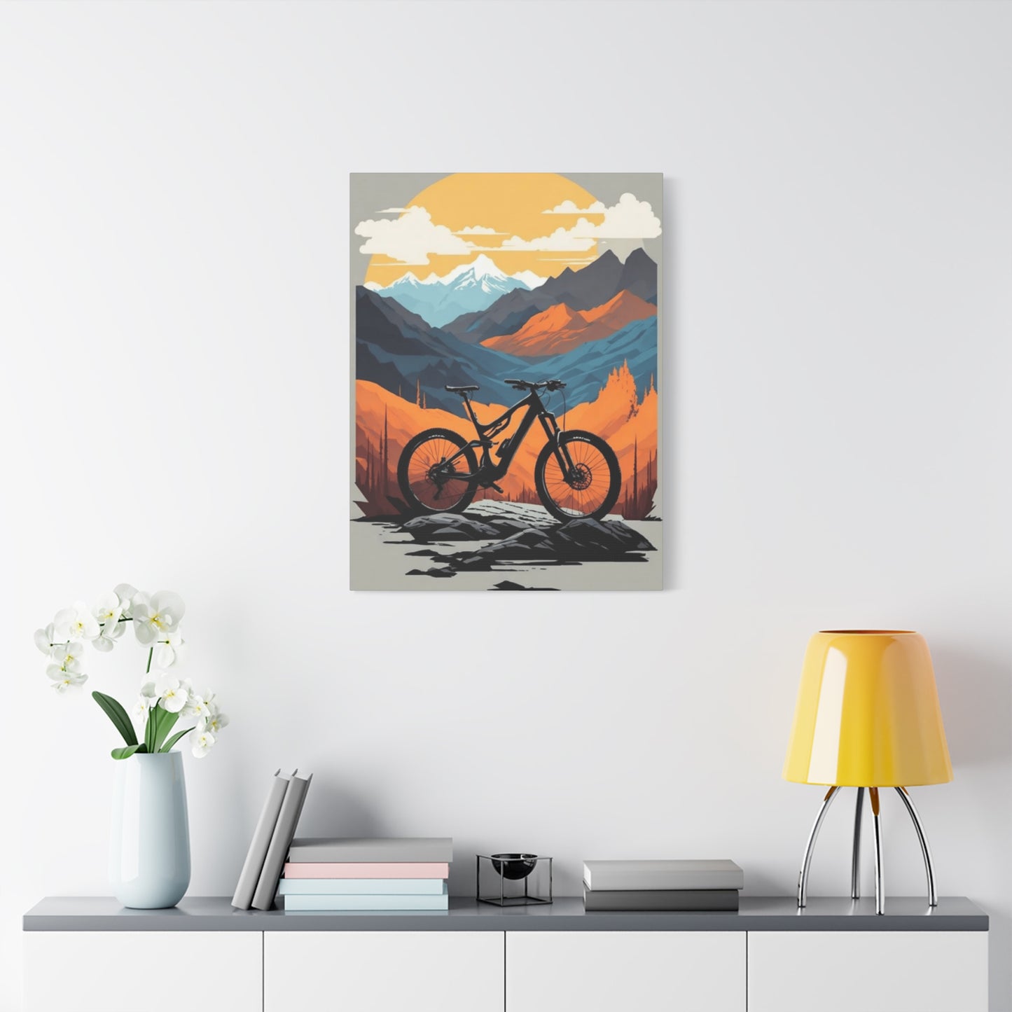 Bicycle in Sunset Painting Wall Art & Canvas Prints