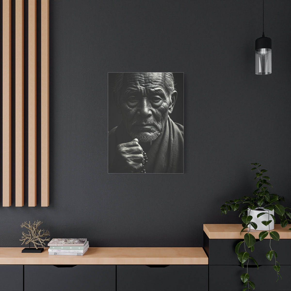 Elder Man with Reflective Expression Wall Art & Canvas Prints