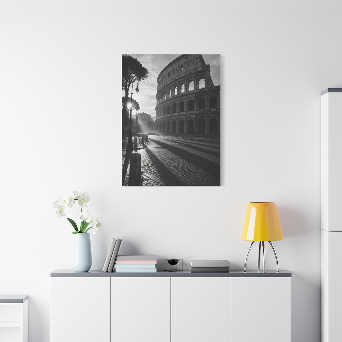 Colosseum Morning Light Monochrome Wall Art & Canvas Print