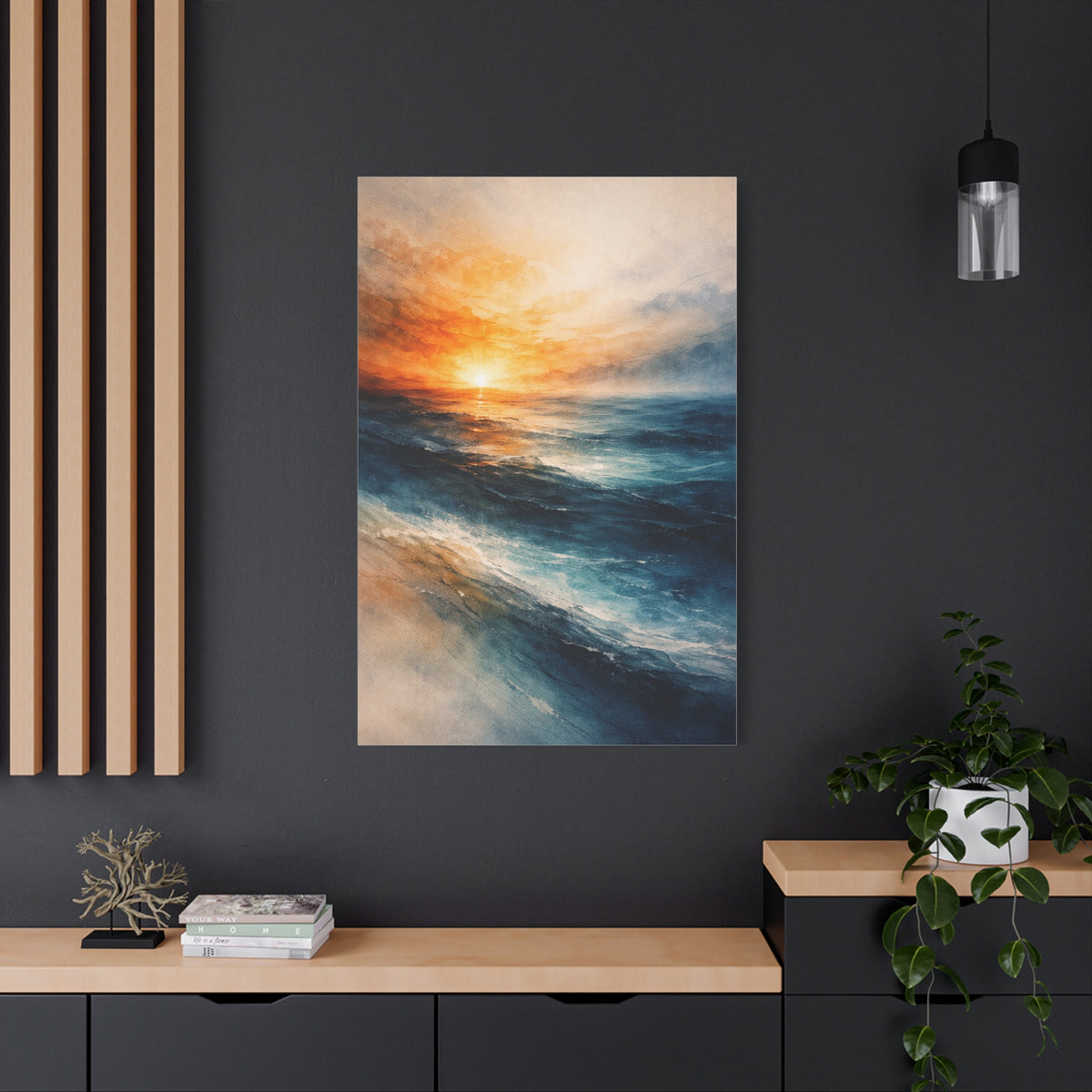 Ocean Sunrise Orange Horizon Wall Art & Canvas Print