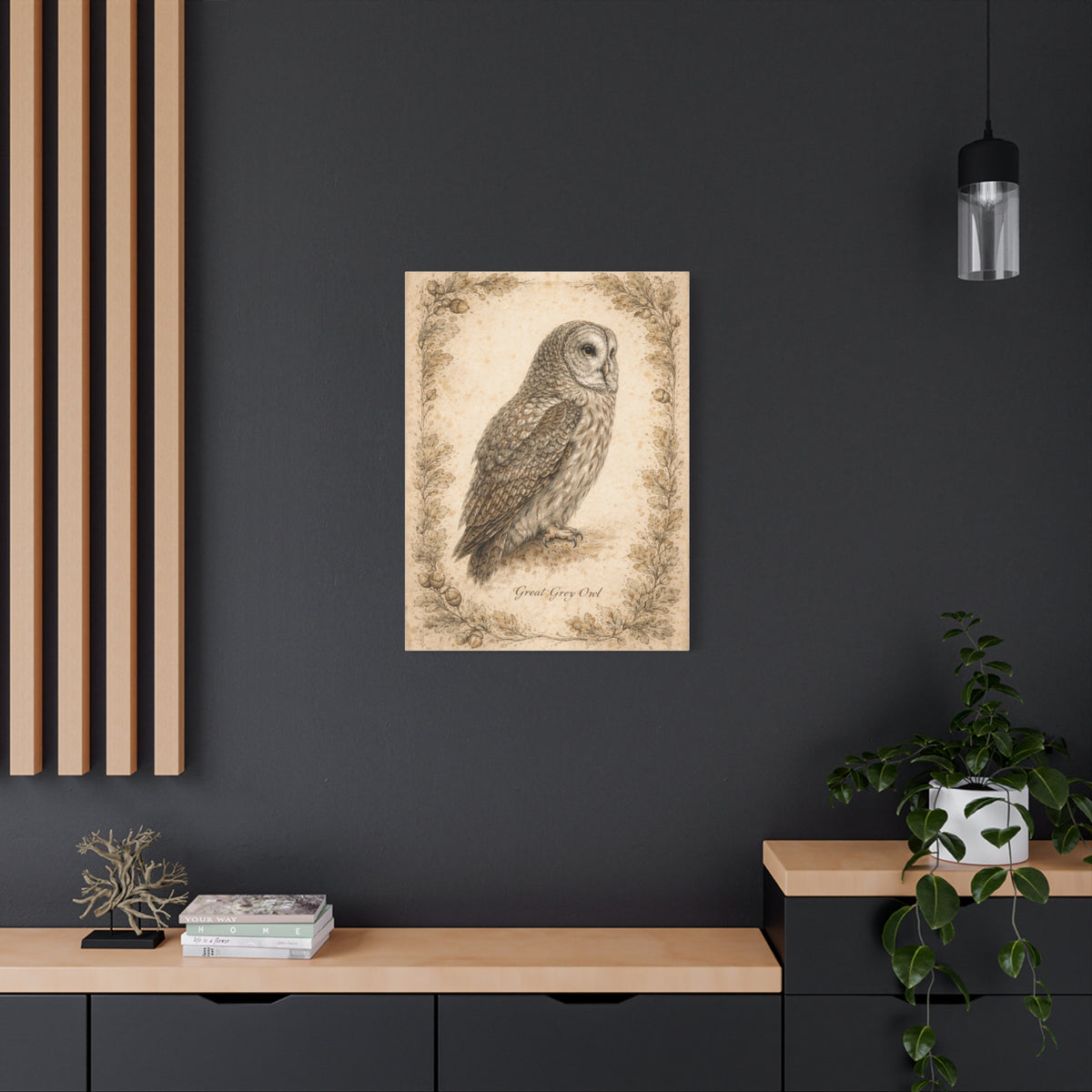 Antique Natural History Owl Study Wall Art & Canvas Print