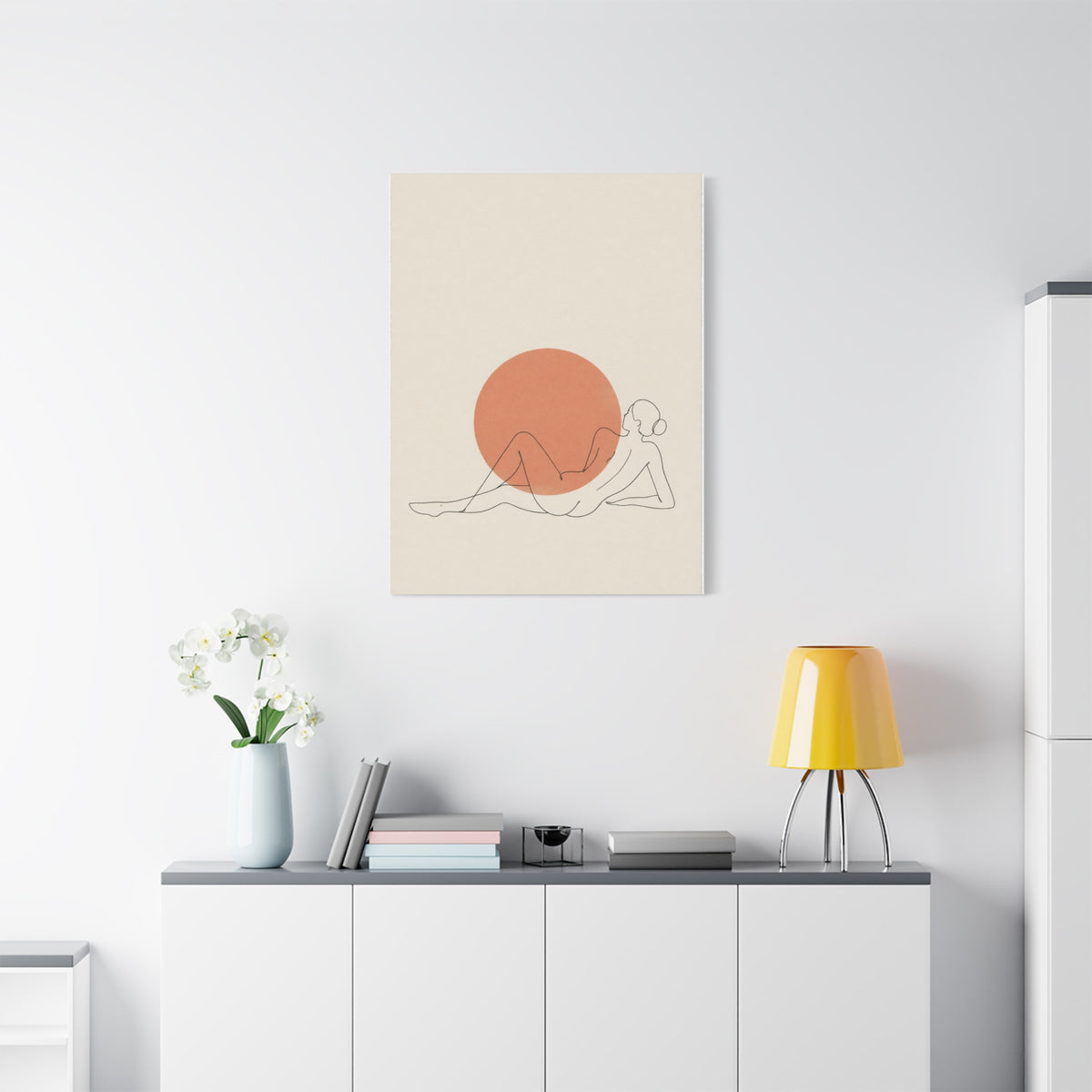 Reclining Line Figure Sun Composition Wall Art & Canvas Print
