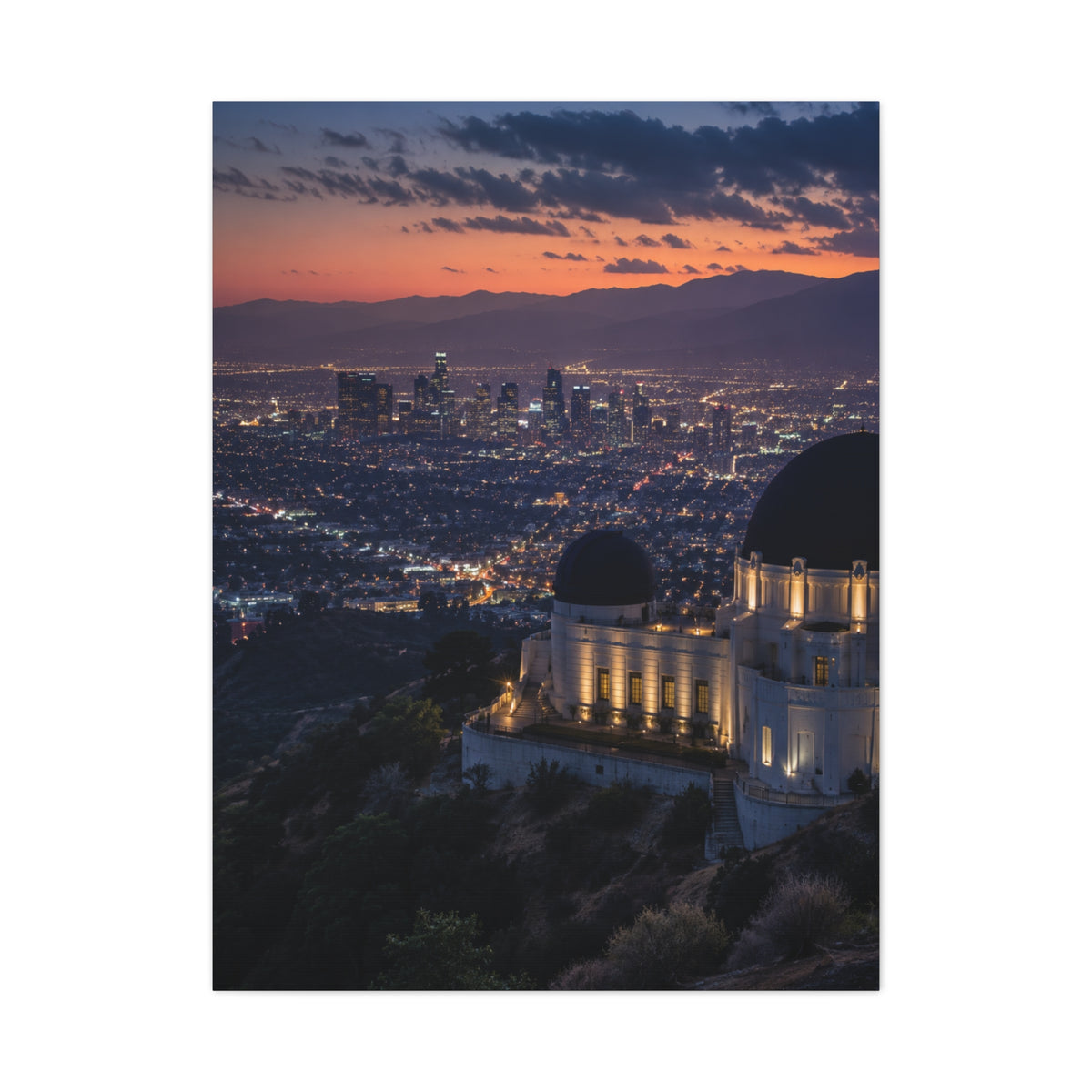Los Angeles Skyline from Griffith Observatory Wall Art & Canvas Print
