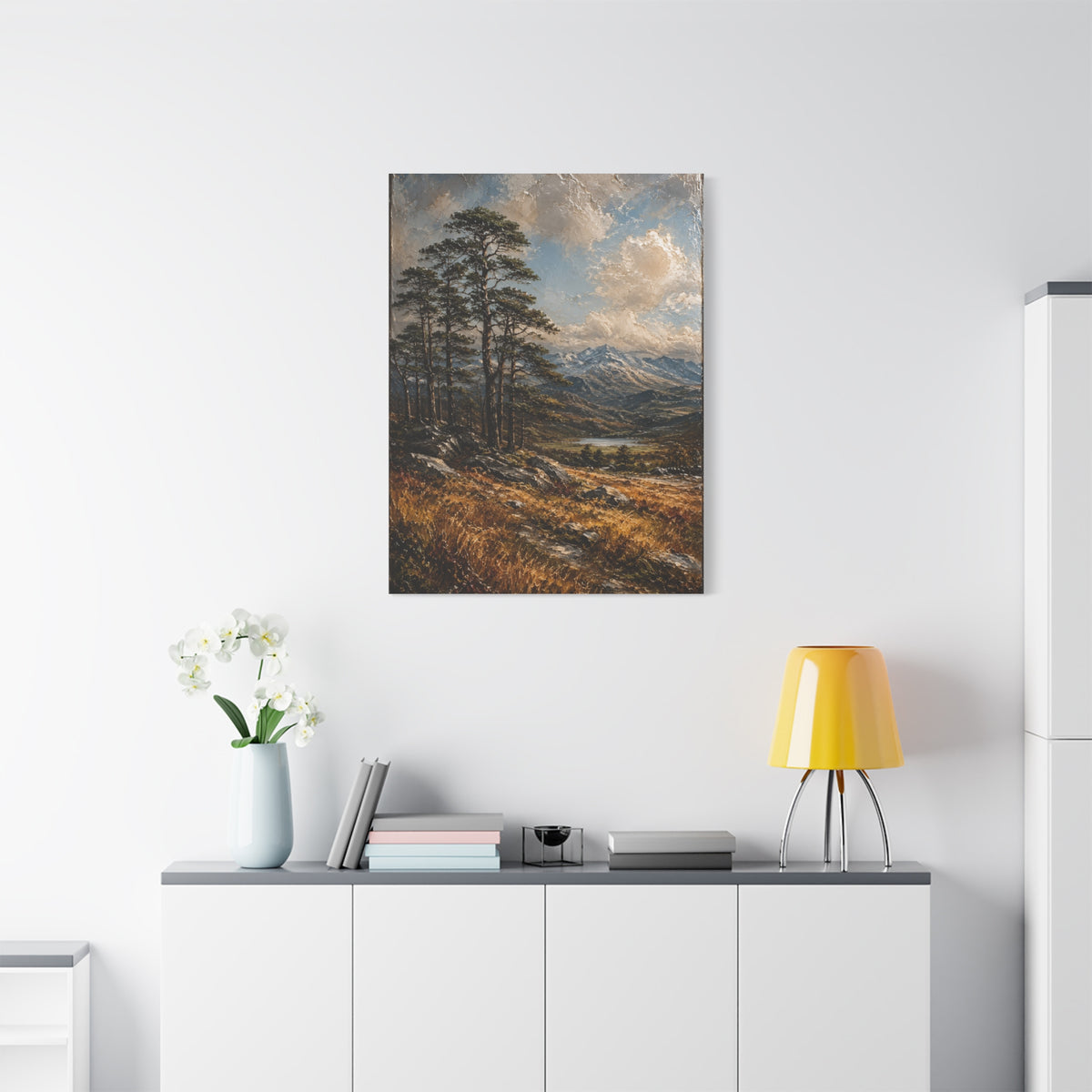Mountain Pine Landscape Oil Painting Trees Wall Art & Canvas Print