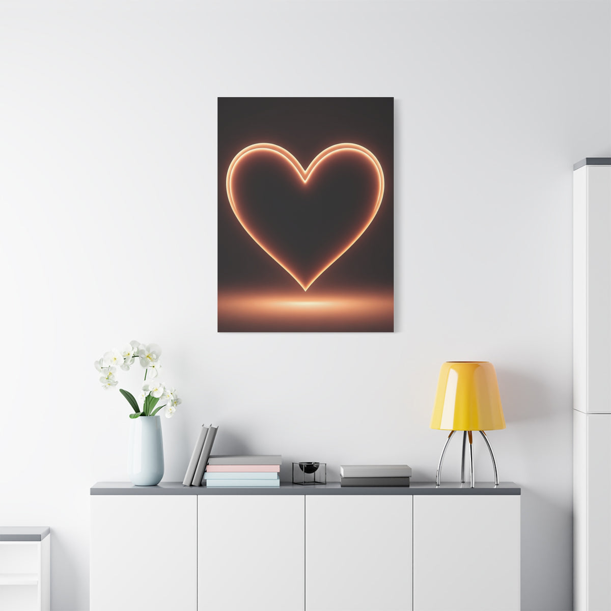 Luminous Heart Minimal Glow Wall Art & Canvas Prints