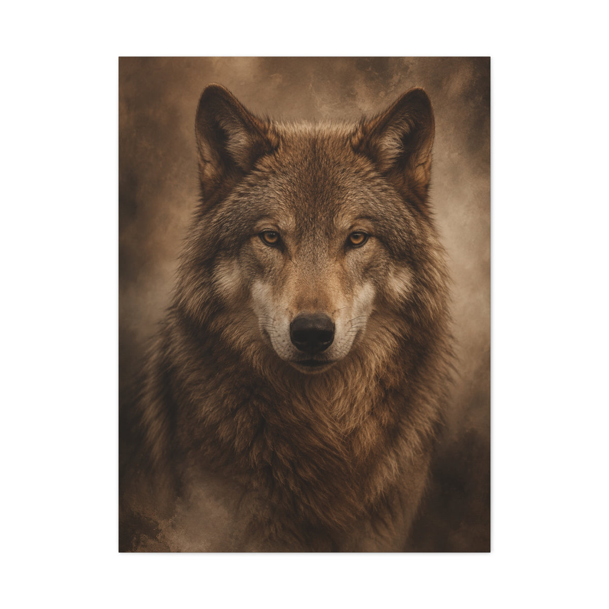 Warm-Toned Studio Wolf Portrait Wall Art & Canvas Print