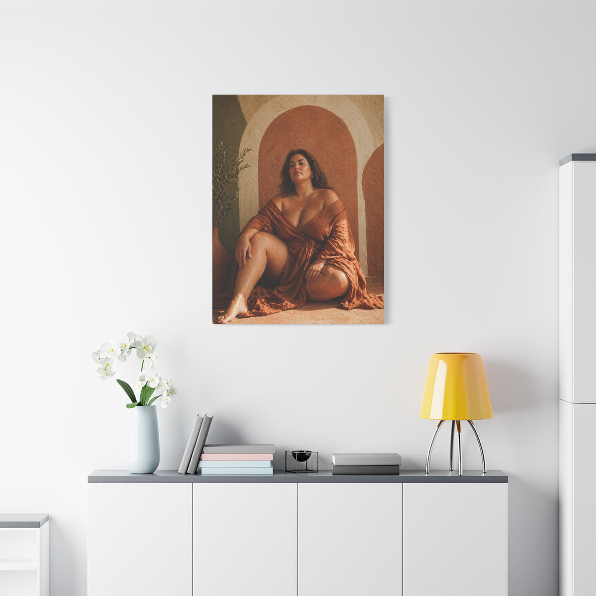 Boho Body-Positive Seated Portrait Wall Art & Canvas Print