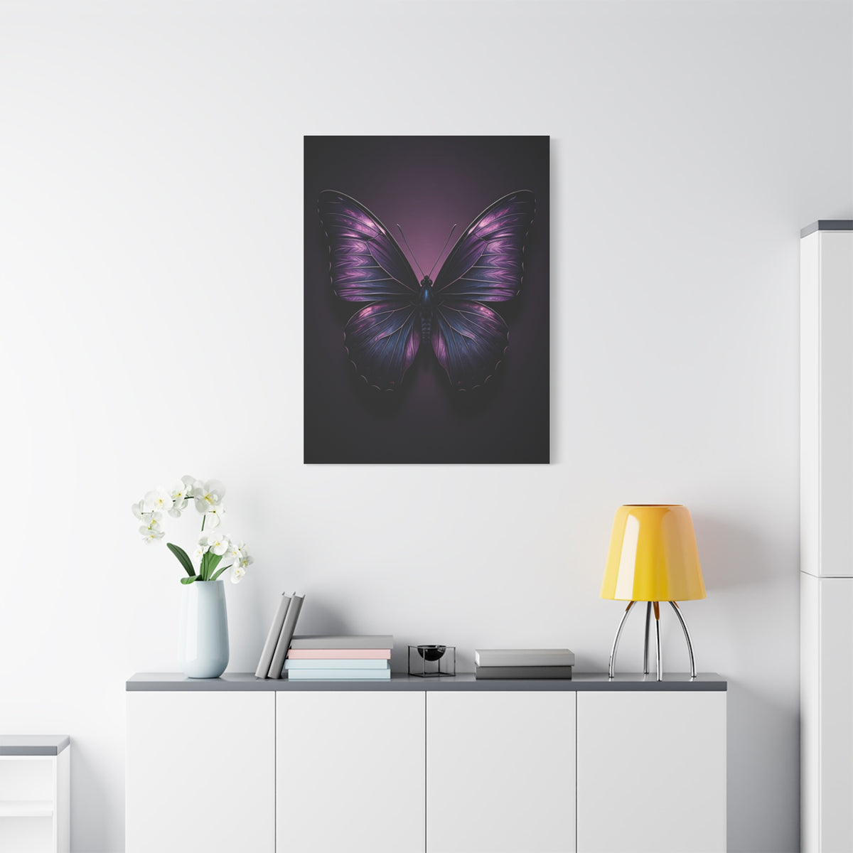 Royal Violet Butterfly Minimalist Portrait Wall Art & Canvas Prints