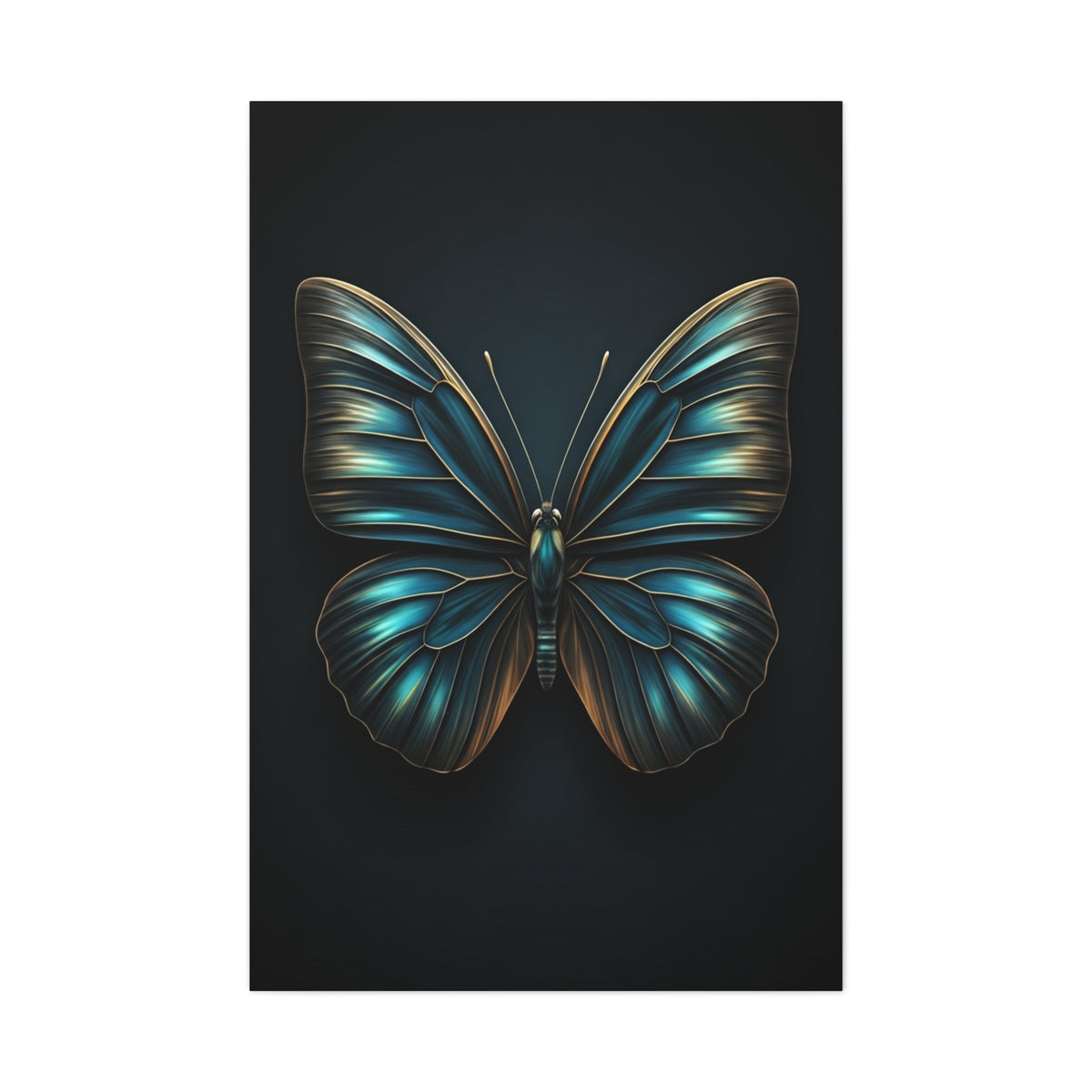 Midnight Blue Butterfly Symmetry Portrait Wall Art & Canvas Prints