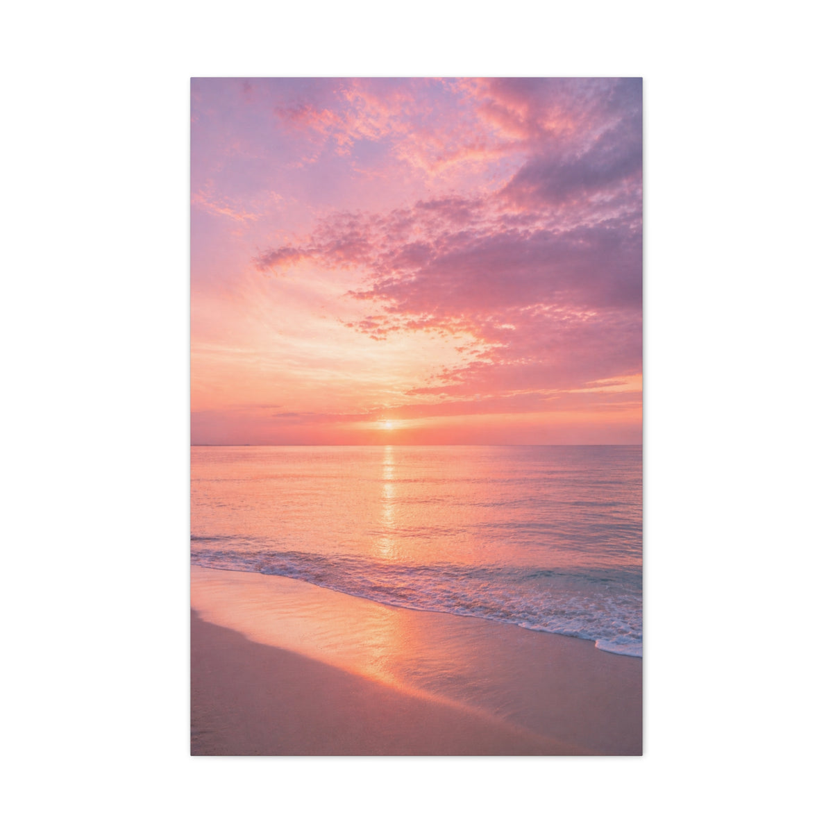 Blush Coastal Sunset Horizon Wall Art & Canvas Print