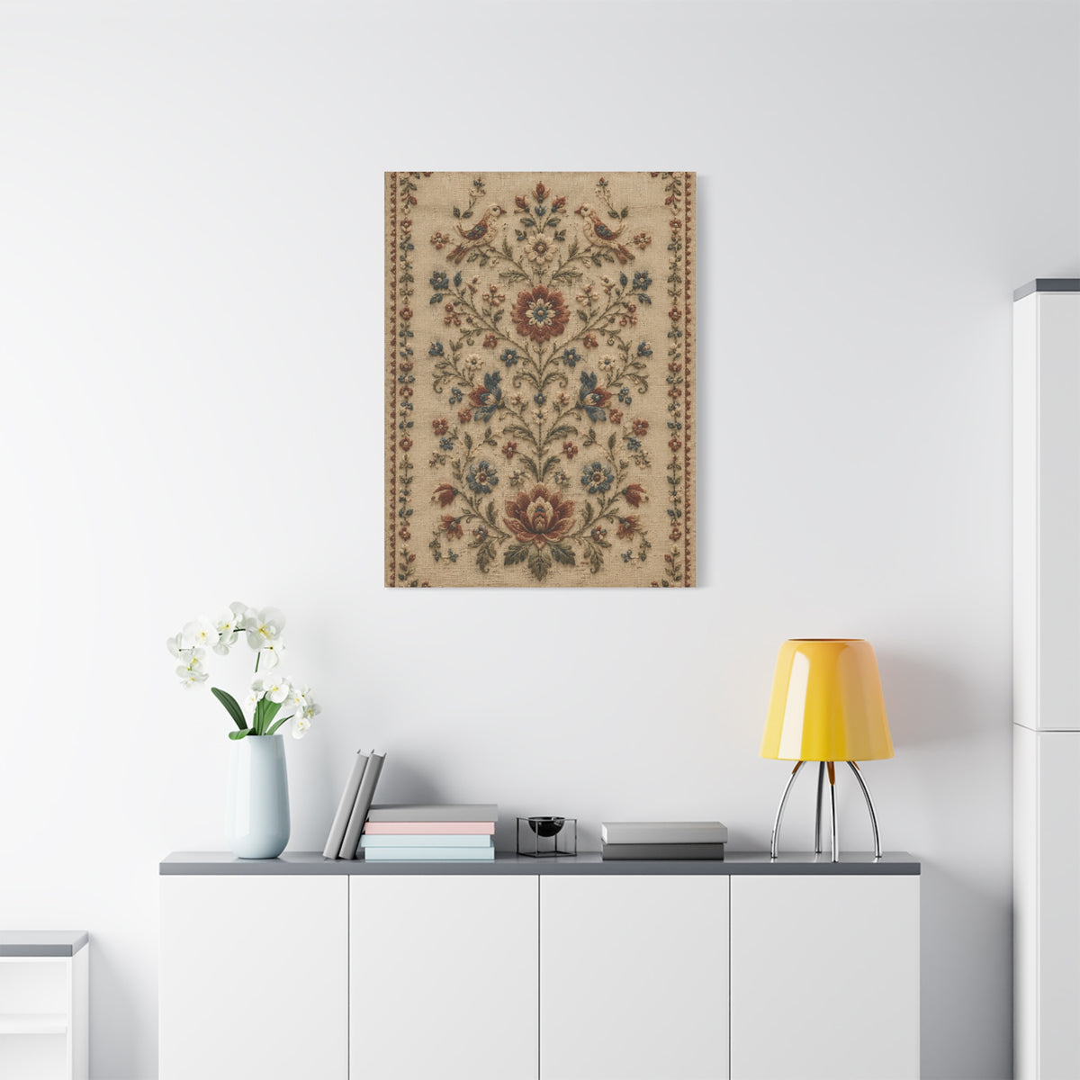 Antique Floral Embroidery Garden Panel Wall Art & Canvas Print