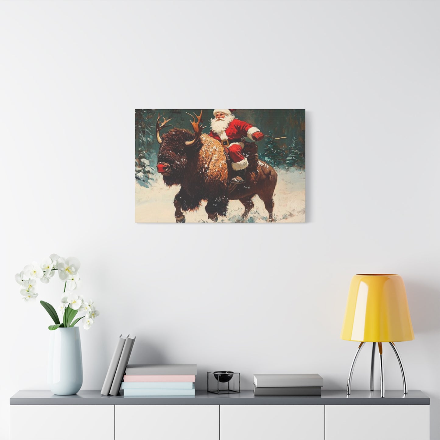 Santa Claus On Yak Wall Art & Canvas Prints