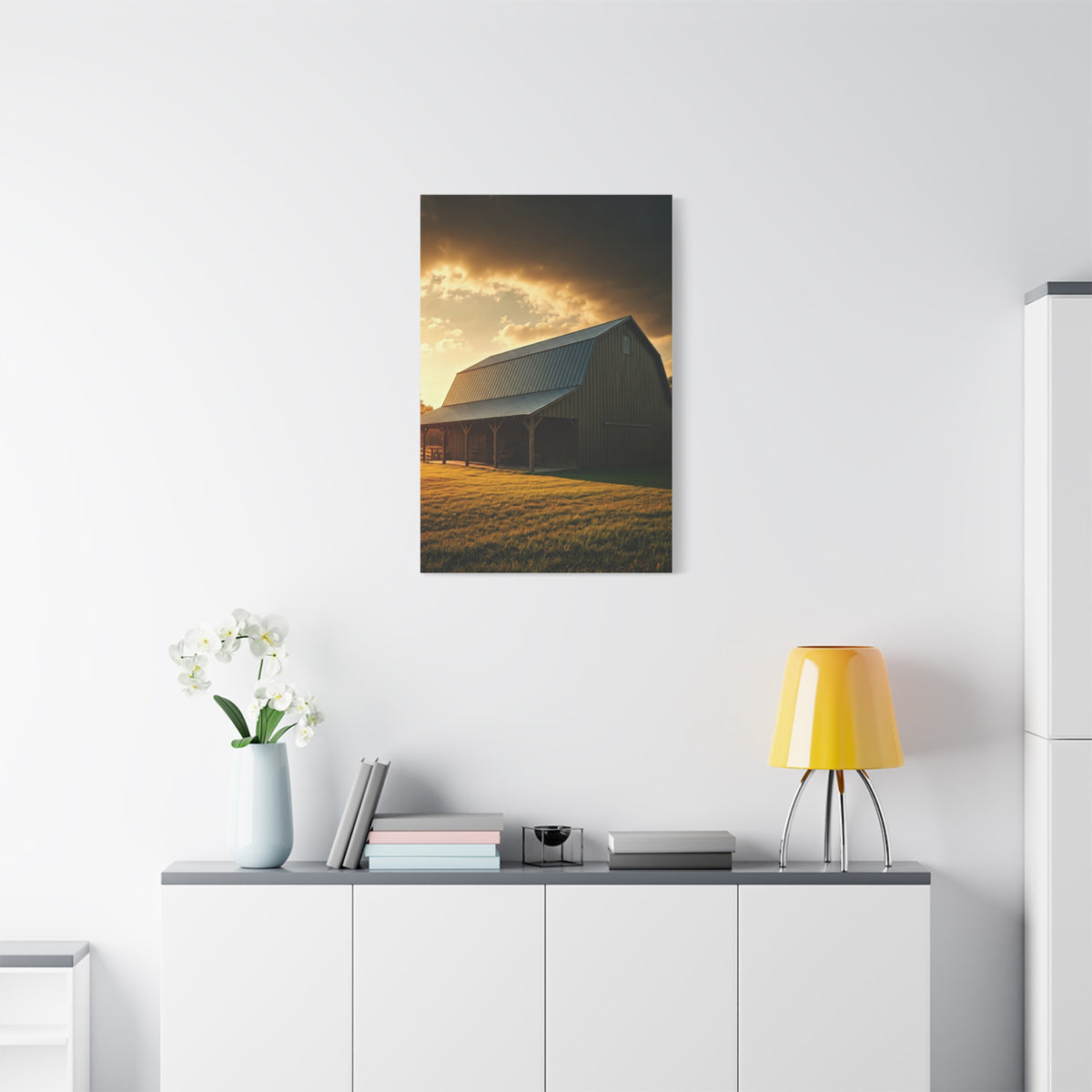Golden Hour Farm Barn Landscape Wall Art & Canvas Prints