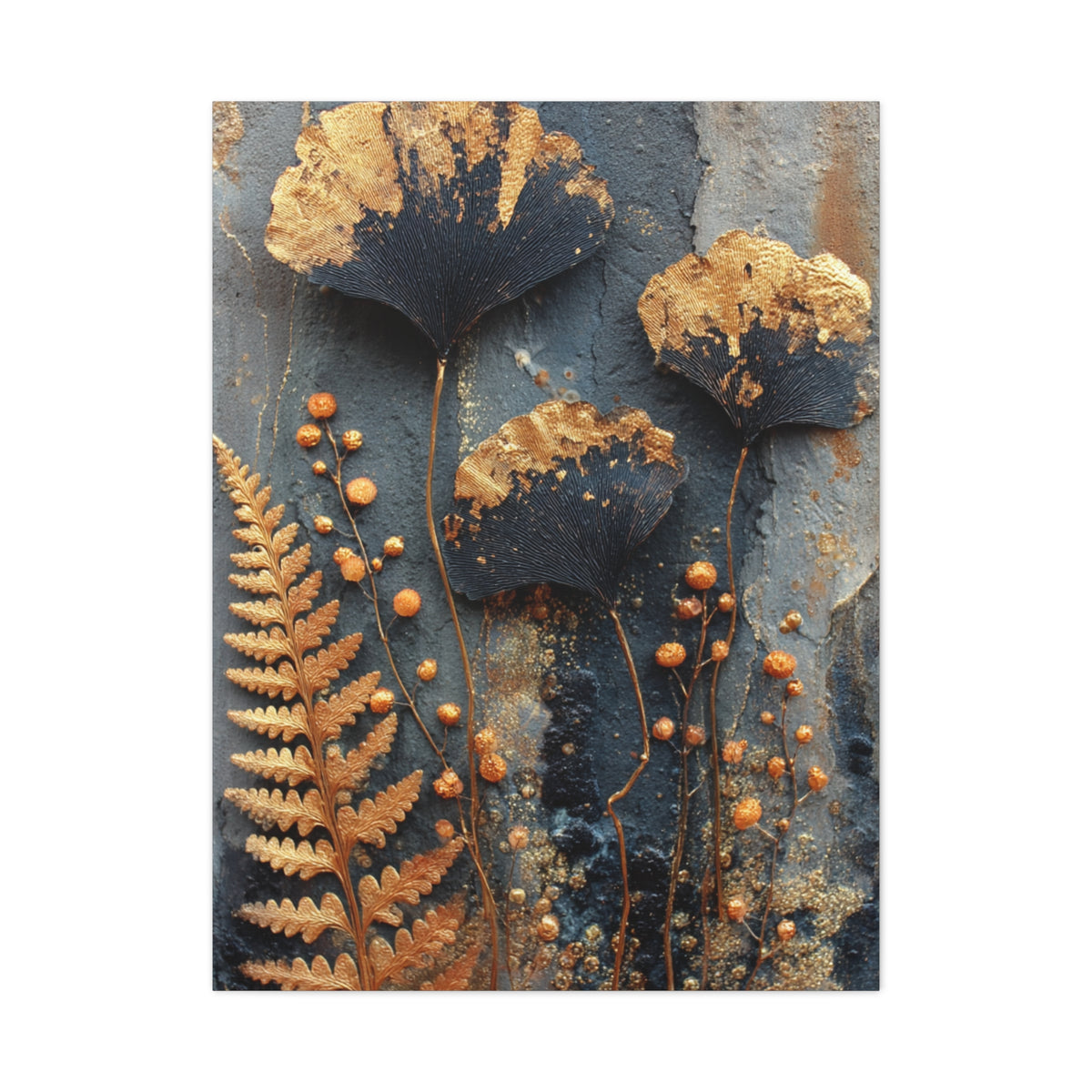 Dark Botanical Gold Leaf Study Wall Art & Canvas Print