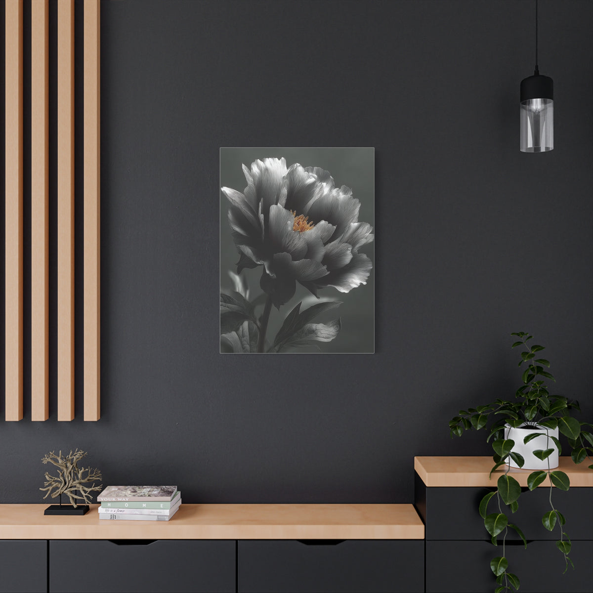 Silver Peony Fine Art Floral Wall Art & Canvas Print