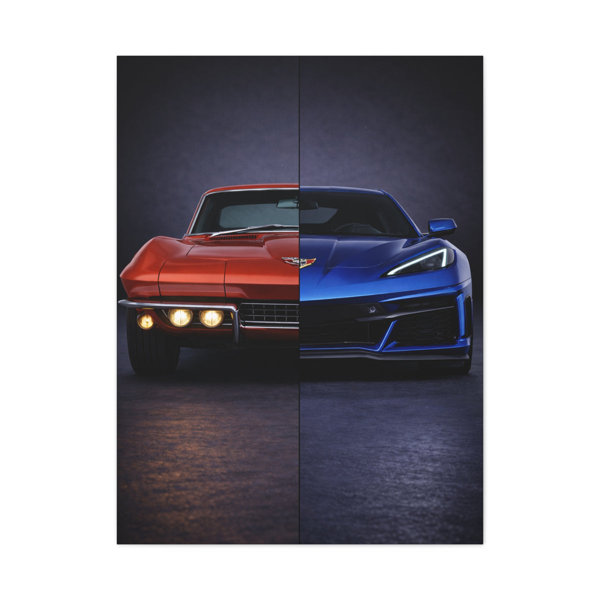 Corvette Performance Evolution Split C2 vs C8 Wall Art & Canvas Prints