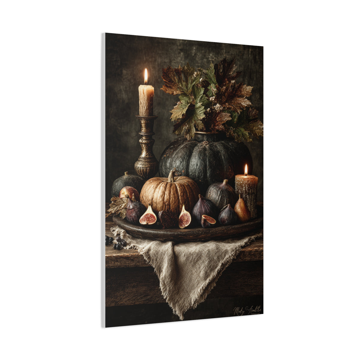 Autumn Harvest Candle Still Life Wall Art & Canvas Print