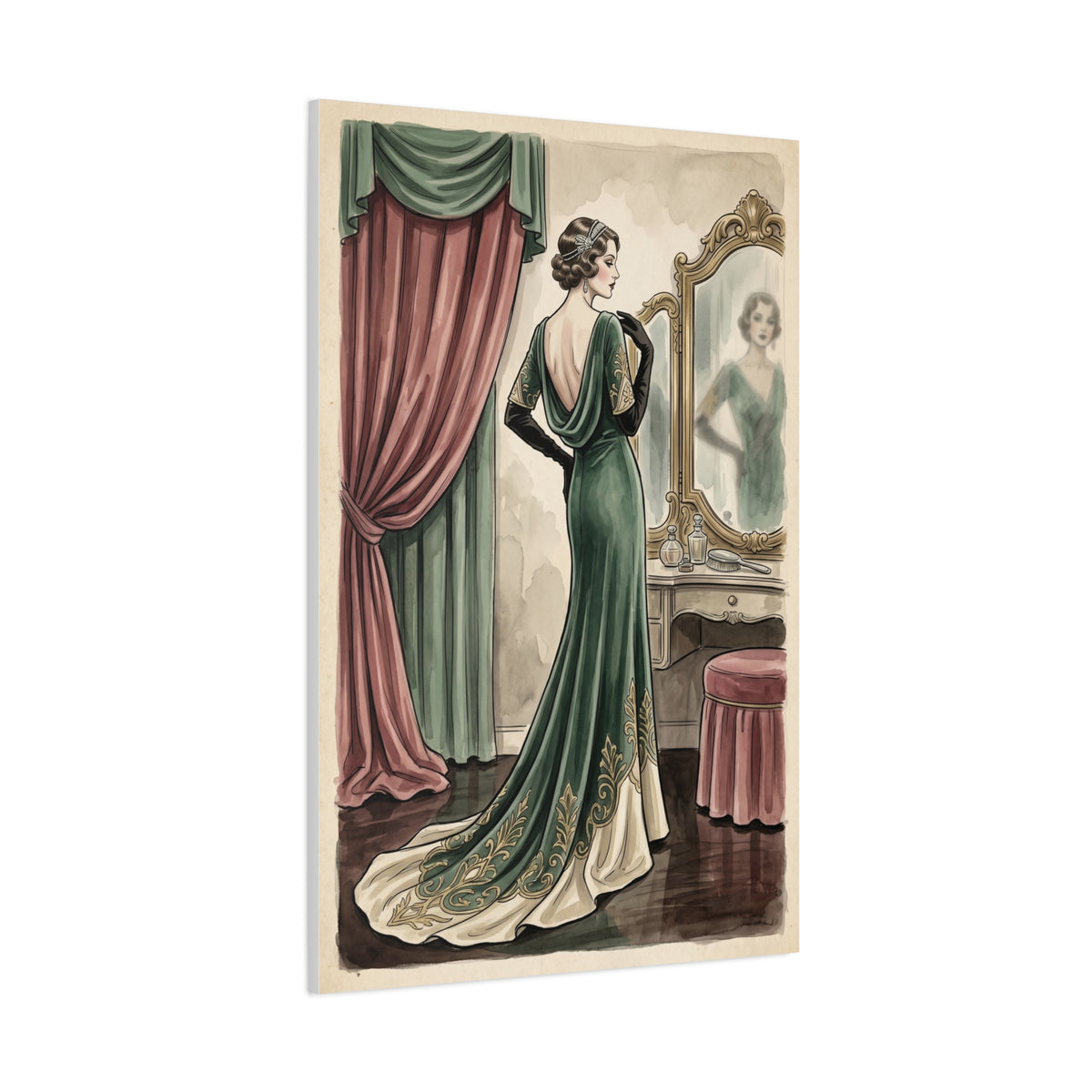 Vintage Fashion Atelier Illustration Wall Art & Canvas Print