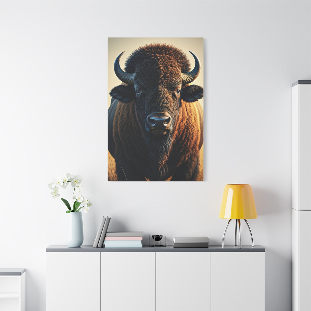 Golden Light American Bison Portrait Wall Art & Canvas Print