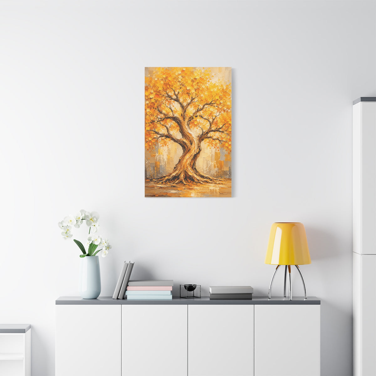 Golden Autumn Tree Impressionist Scene Wall Art & Canvas Print
