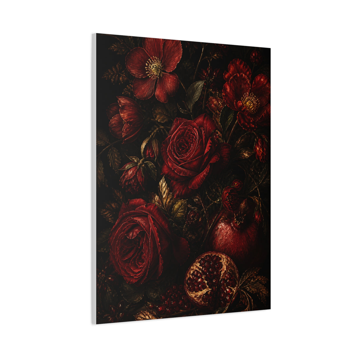 Dark Red Botanical Still Life Wall Art & Canvas Print