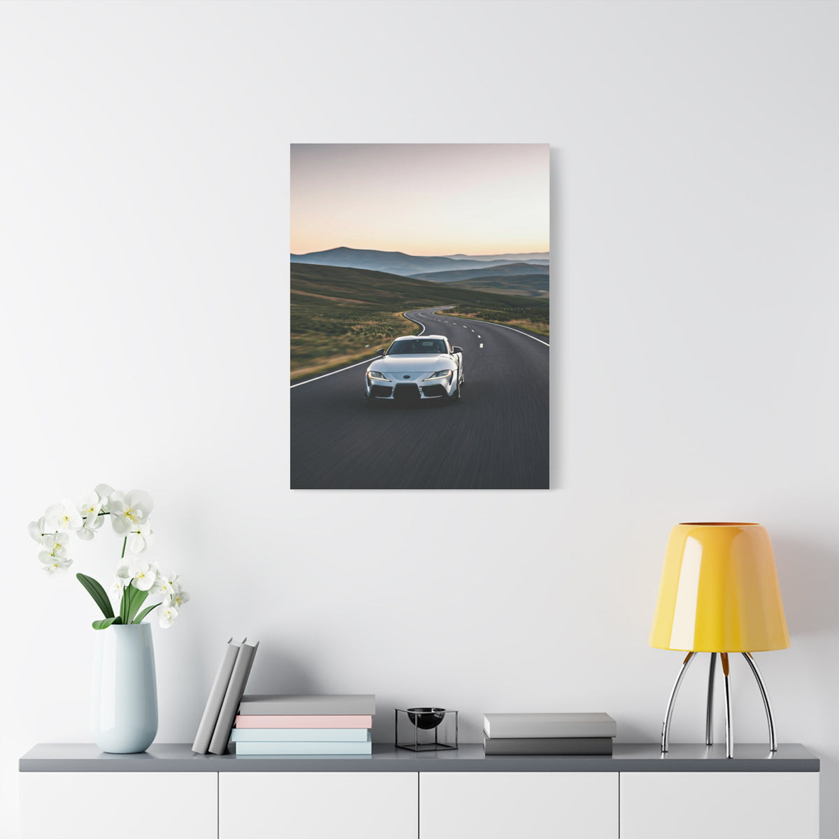 Toyota GR Supra Sunrise Scenic Road Wall Art & Canvas Prints