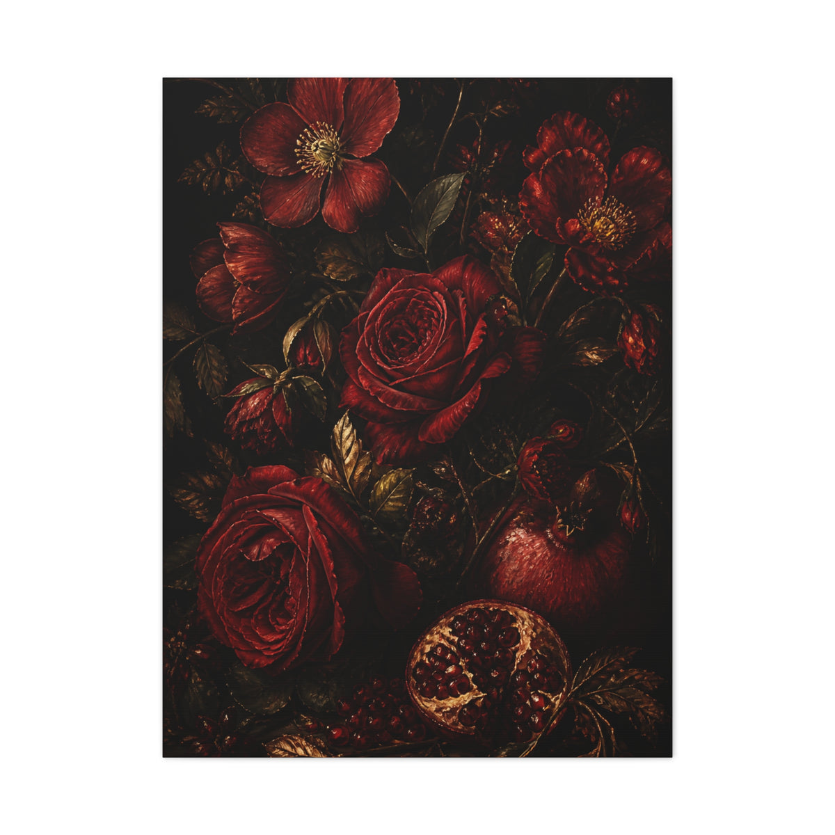 Dark Red Botanical Still Life Wall Art & Canvas Print
