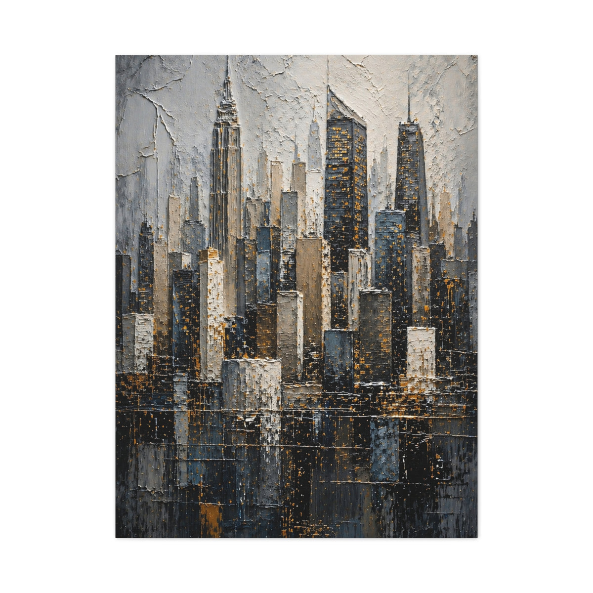 Textured City Skyline Impasto Wall Art & Canvas Print