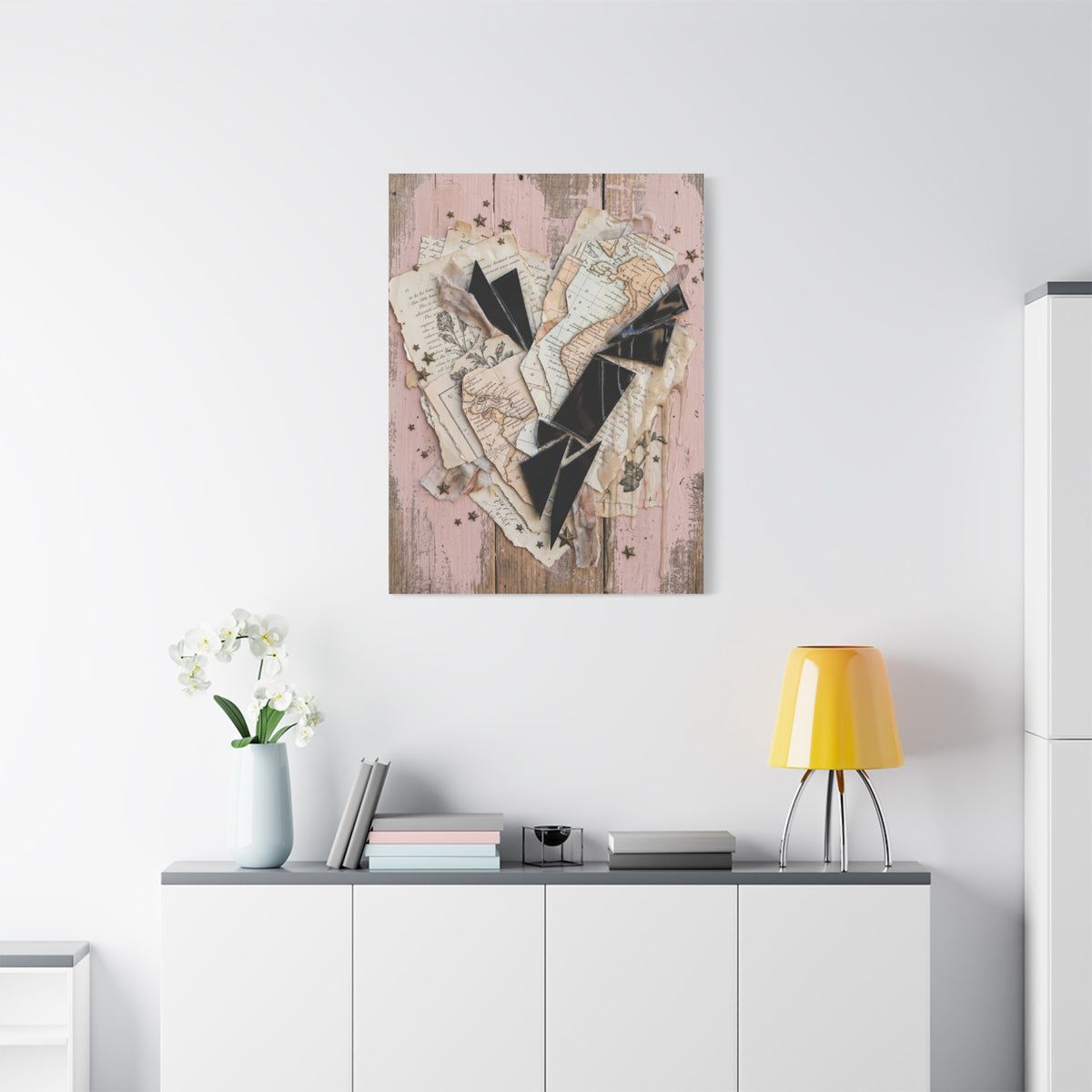 Reclaimed Mixed Media Heartless Romance Wall Art & Canvas Print